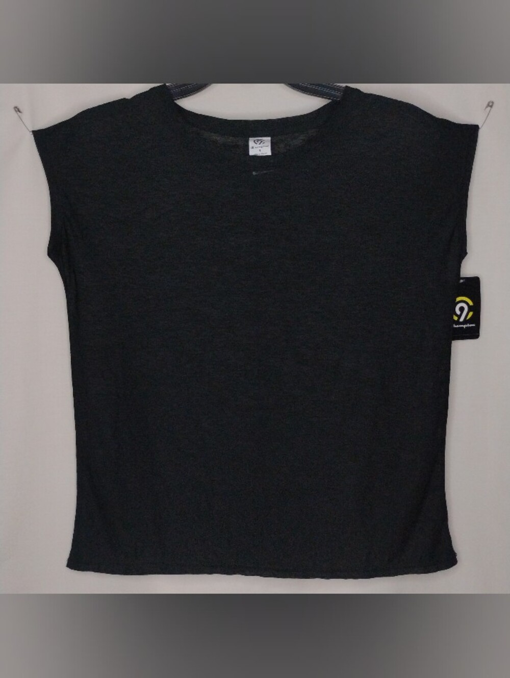 Women's Small C9 Champion Duo Dry Black Cap Sleeve Sleeveless Sheer Burnout Top